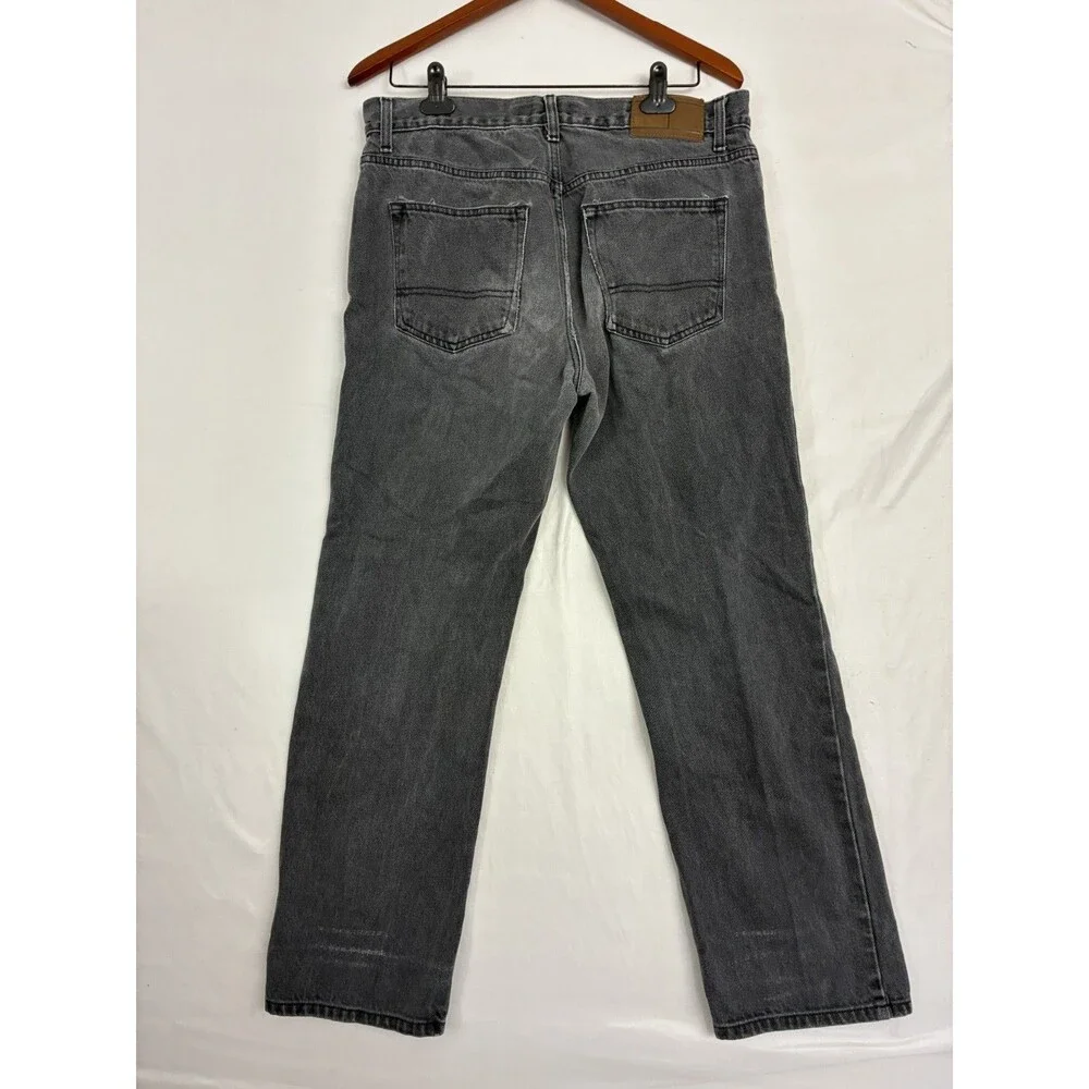Tommy Hilfiger Denim Jeans Mens 34x30 Gray Black Straight Leg 100% Cotton